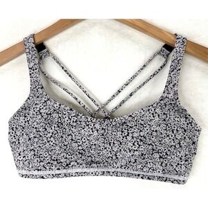 Lululemon Women's Free To Be Sports Bra Black White Floral Size 6